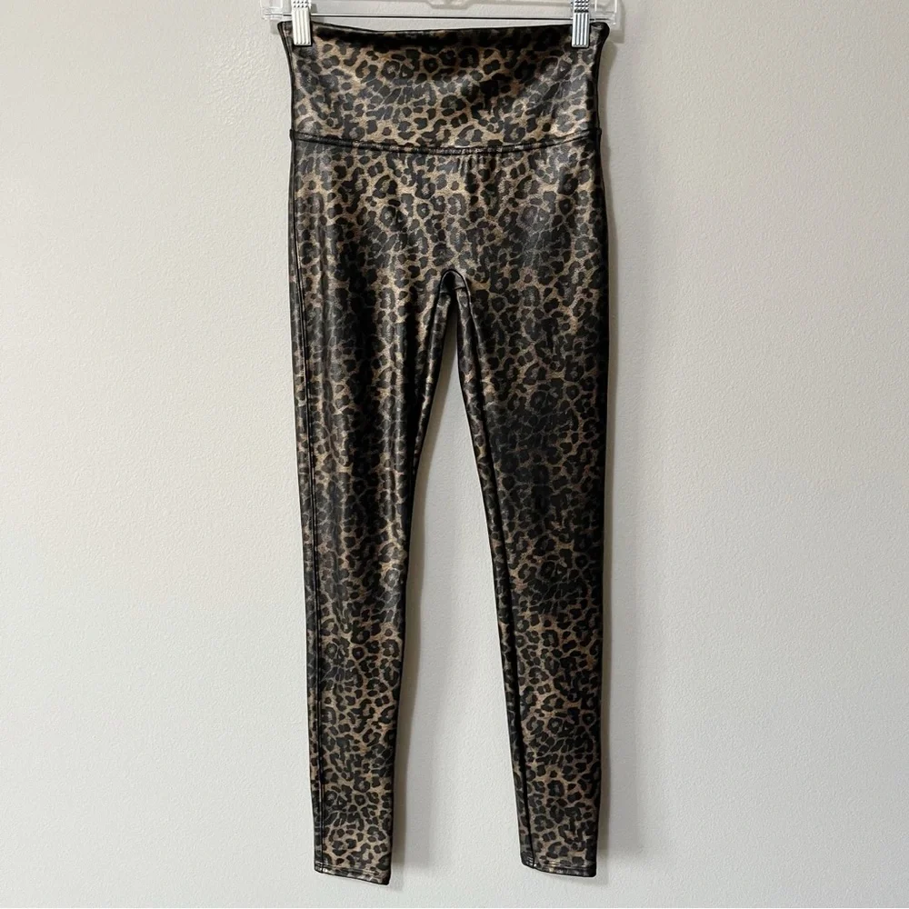 Spanx Faux Leather Leopard Leggings Leopard Shine Size Medium Animal Print - Picture 5 of 12